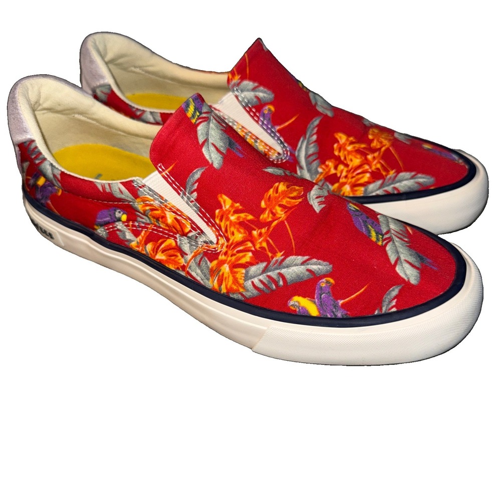 SeaVees Hawthorne Magnum Floral Slip On Women's 7.5 Red Shoes Hawaiian Parrot